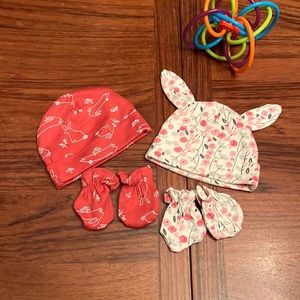 NWOT Gerber Easter Bunny Baby Hats & Mittens